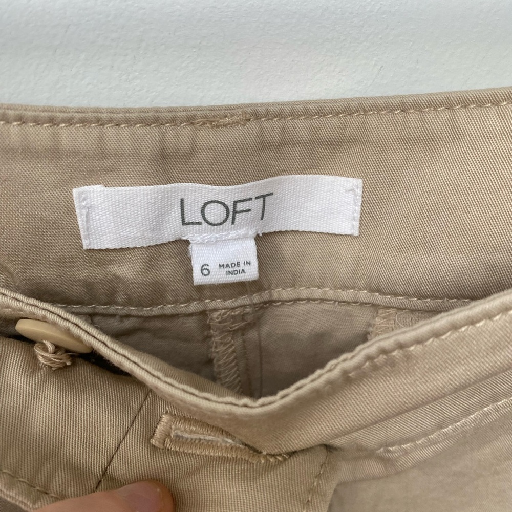 LOFT Poplin Wide Leg Pants in khaki - Picture 4 of 9